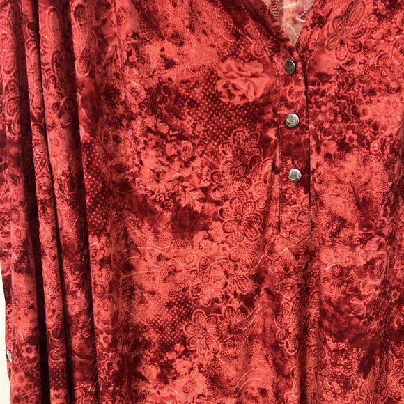 Studio Works Top Womens 3X Red dark Floral artsy grunge romantic office boho - Picture 4 of 12